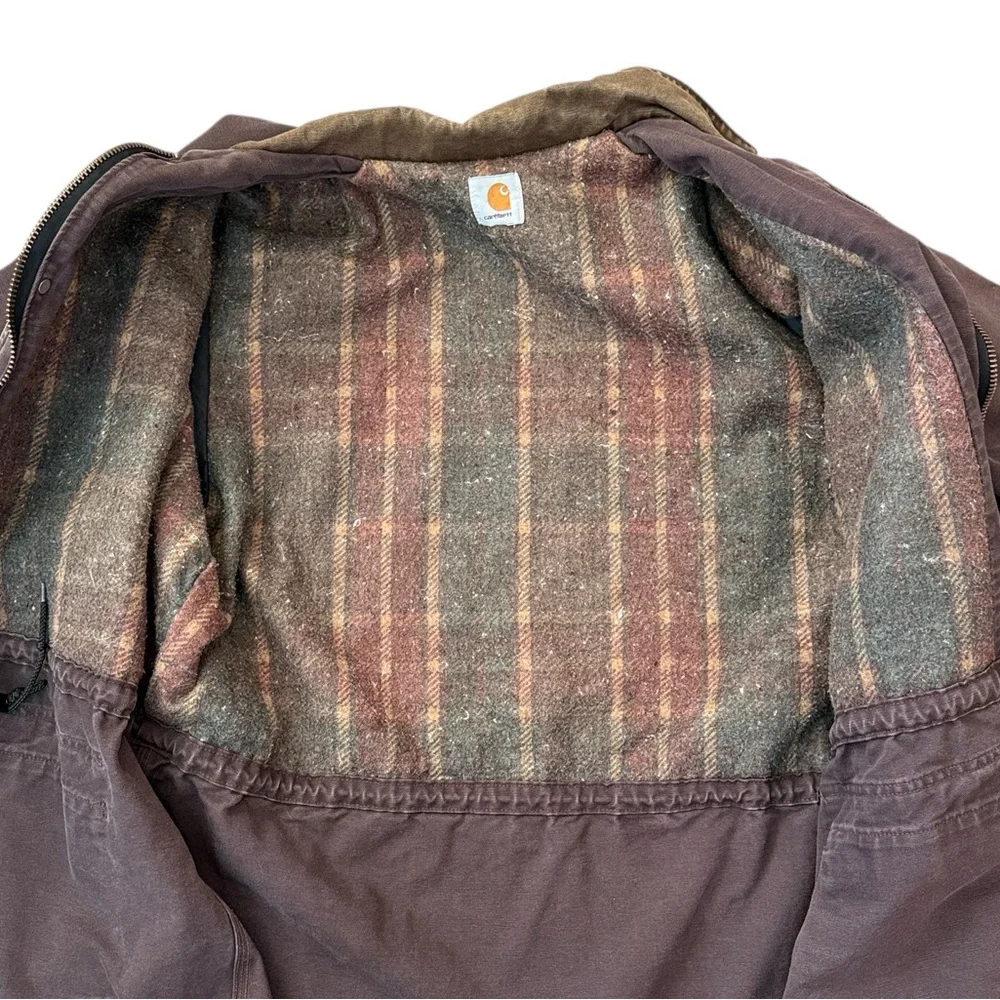 Vintage 90’s Carhartt Blanket Lined Jacket Barn Work Coat Brown CB2582 USA XL - Picture 15 of 16